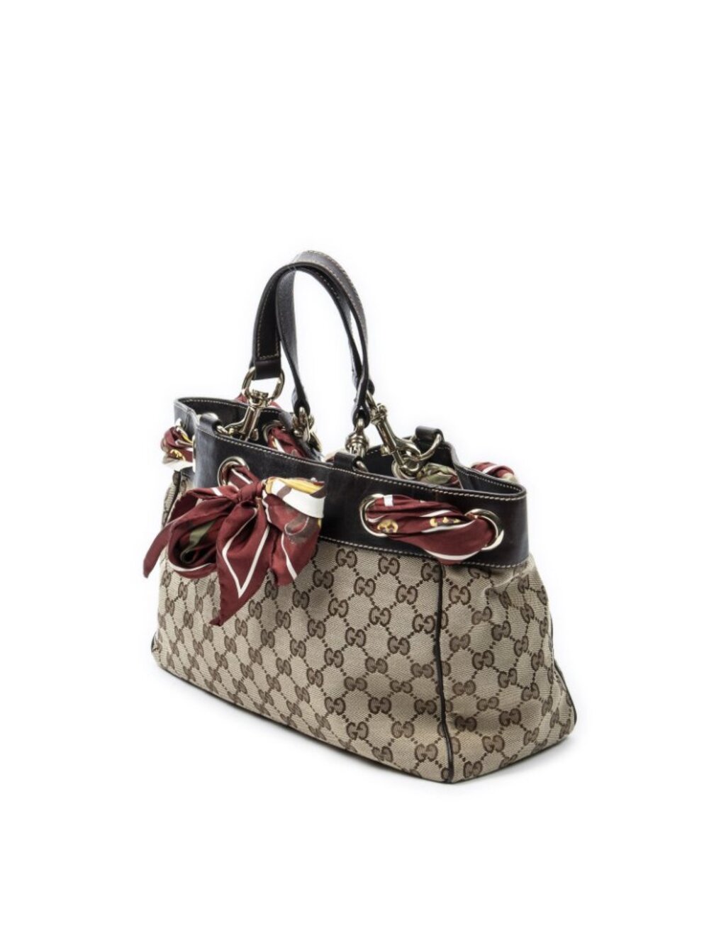 Gucci Posita No Scarf Tote Beige Brown GG Canvas - Picture 2 of 11